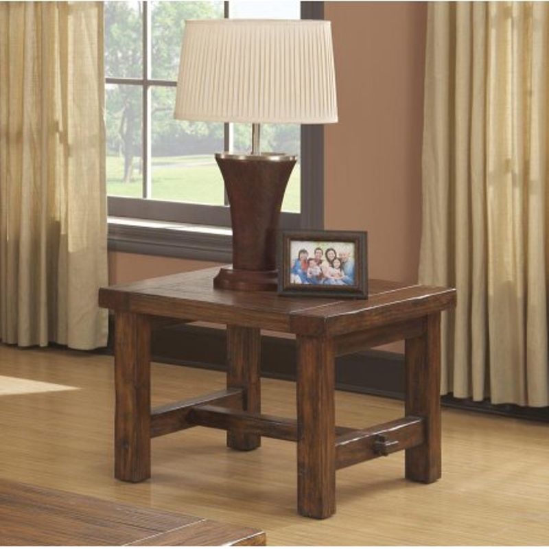 Copper Grove Pangai Pine Square End Table - Distressed Finish - 3 and 4 Legs - Wood - Weathered - End Tables - Pine/Veneer - Trunk -...