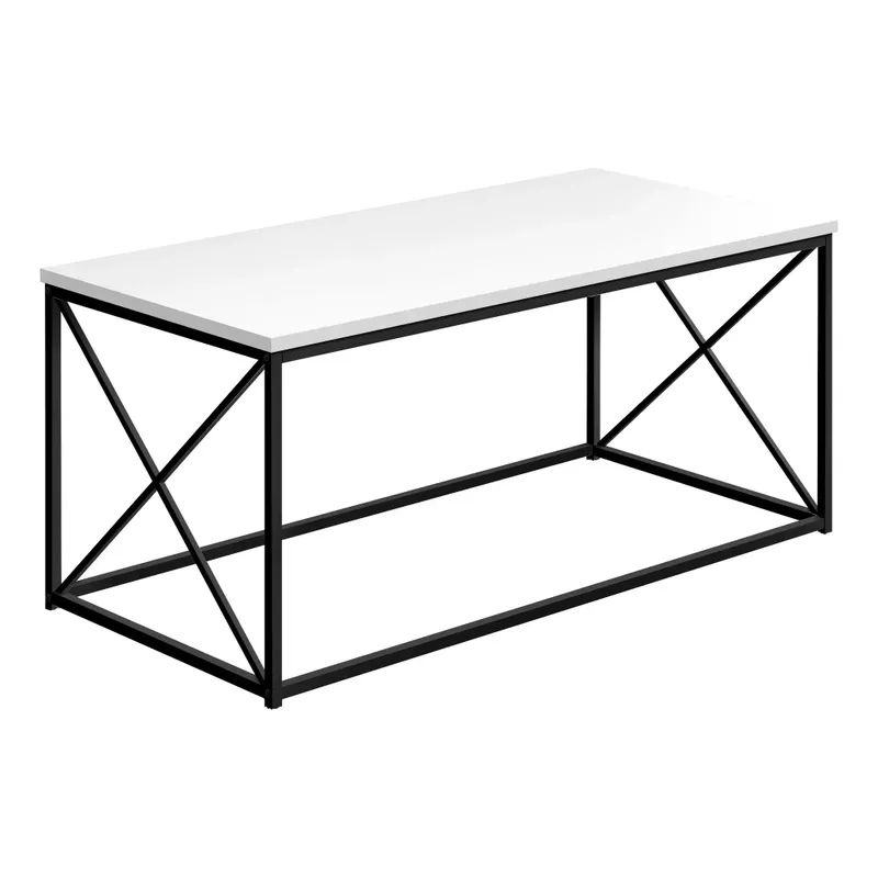 Coffee Table/ Accent/ Cocktail/ Rectangular/ Living Room/ 40"L/ Metal/ Laminate/ White/ Black/ Contemporary/ Modern