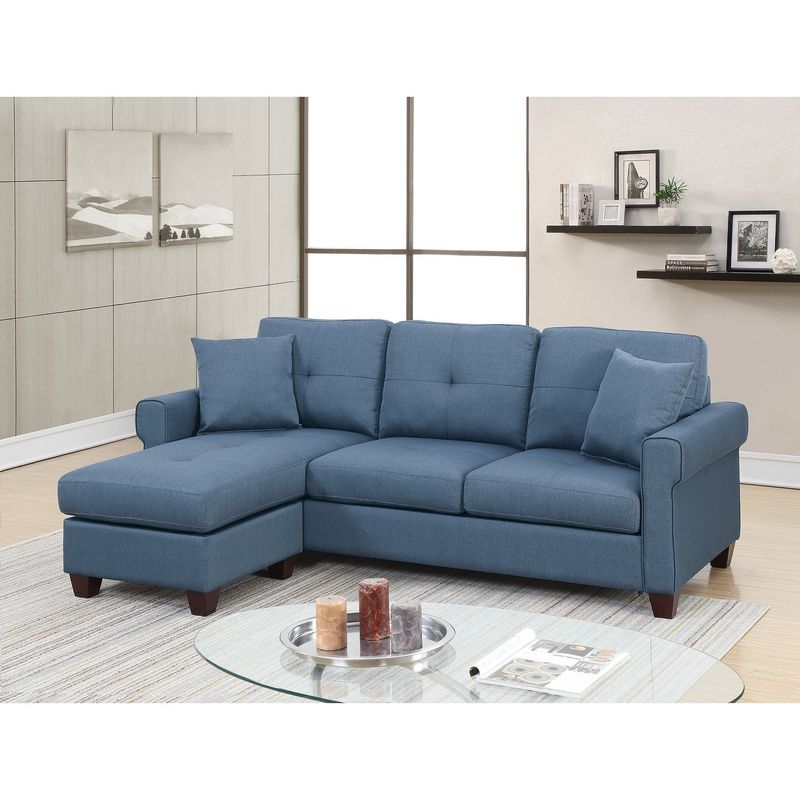 2 Peice Sectional Sofa With Pillows - Beige