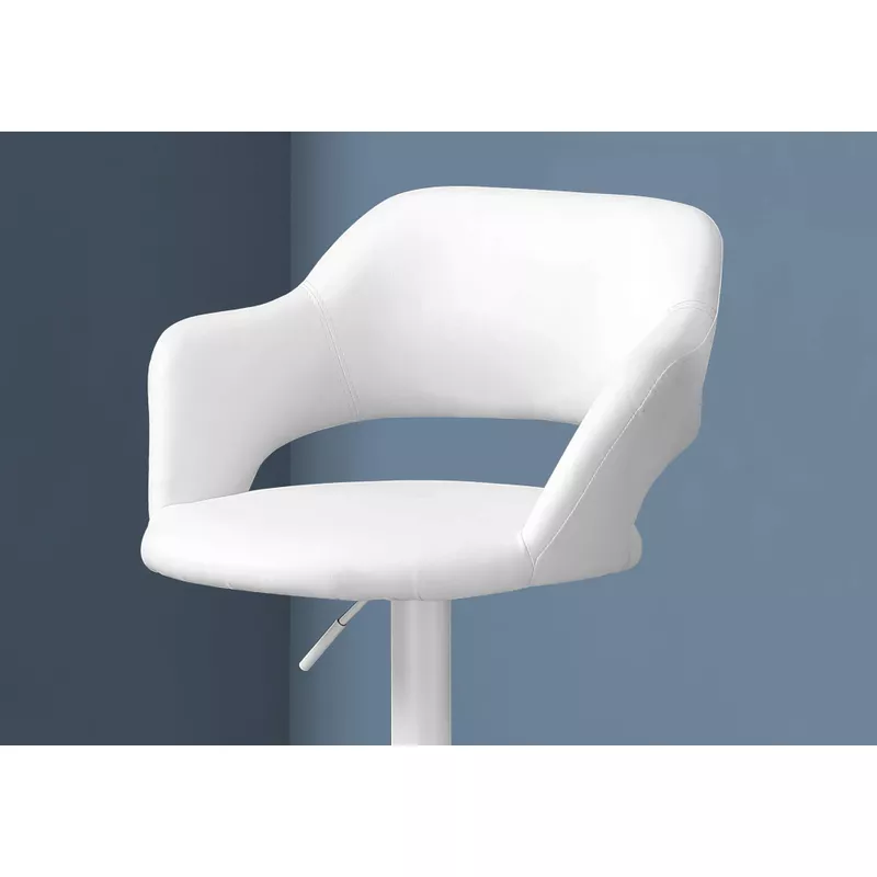 Bar Stool/ Swivel/ Bar Height/ Adjustable/ Metal/ Pu Leather Look/ White/ Contemporary/ Modern