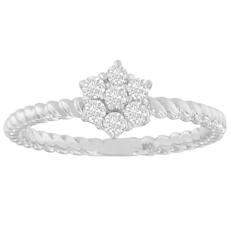 10K White Gold 1/7 ct TDW Diamond Cluster Ring (H-I,SI1-SI2) Choice of size