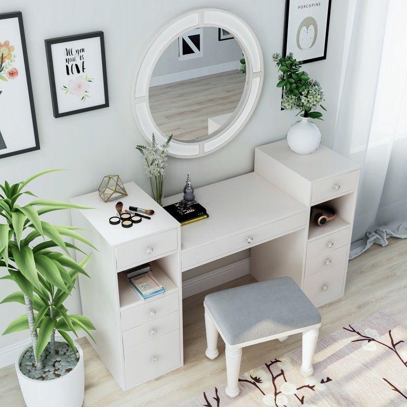 Furniture of America Caer Contemporary Solid Wood Vanity Set - Luminous White