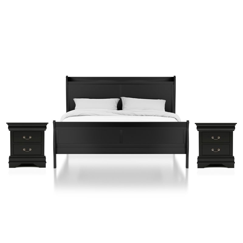 Furniture of America Lavina Transitional Solid Wood 3-Piece Bedroom Set - Eastern King - Grey
