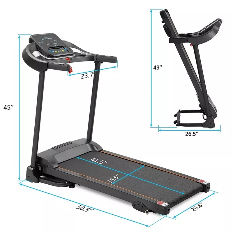Compact Easy Folding Treadmill Motorized Running Jogging Machine - Black