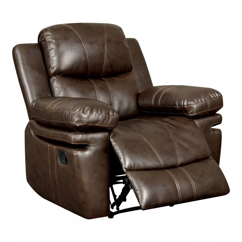 Transitional Faux Leather Recliner in Brown