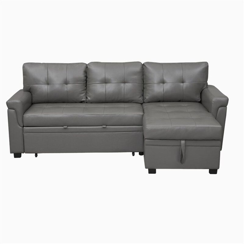 Naomi Home Laura Sectional Sleeper Sofa - Elegant L-Shaped Couch - Convertible Pull-Out Bed, Ample Storage, Sturdy Construction - Gray,...