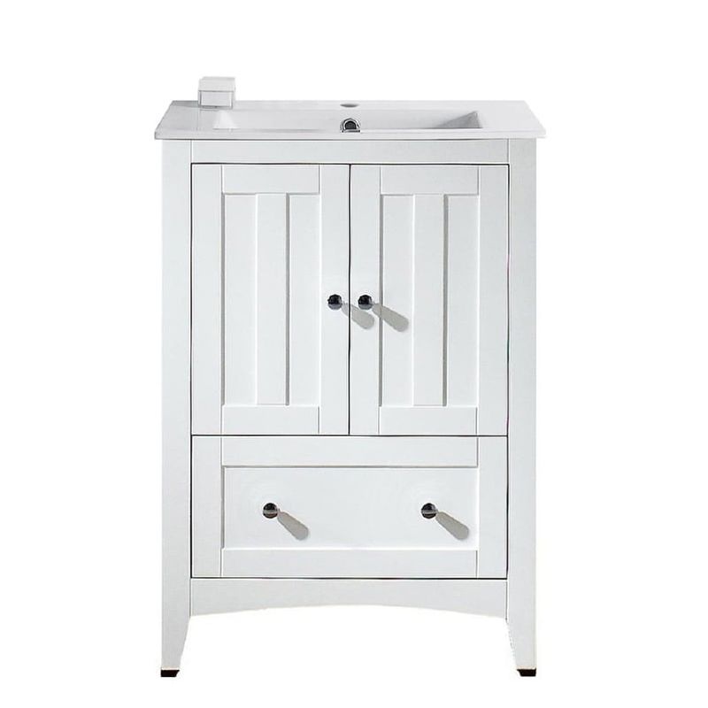 23.75-in. W Floor Mount White Vanity Set For 1 Hole Drilling