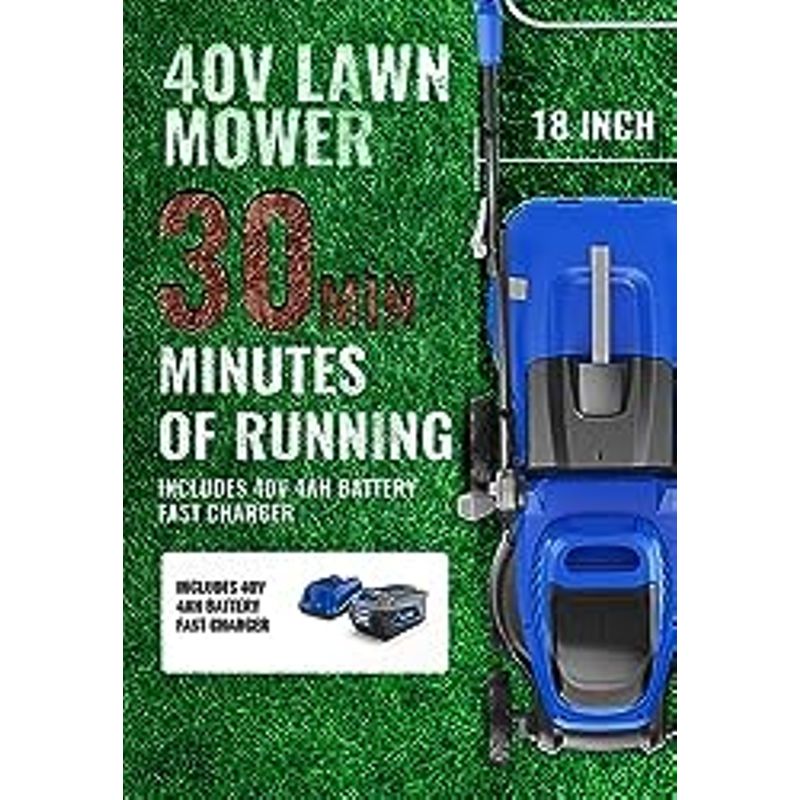 WILD BADGER POWER Lawn Mower 40V Brushless 18" Cordless, 5 Cutting Height Adjustments Electric Lawn Mower, Quickly Folding Within 5s,...