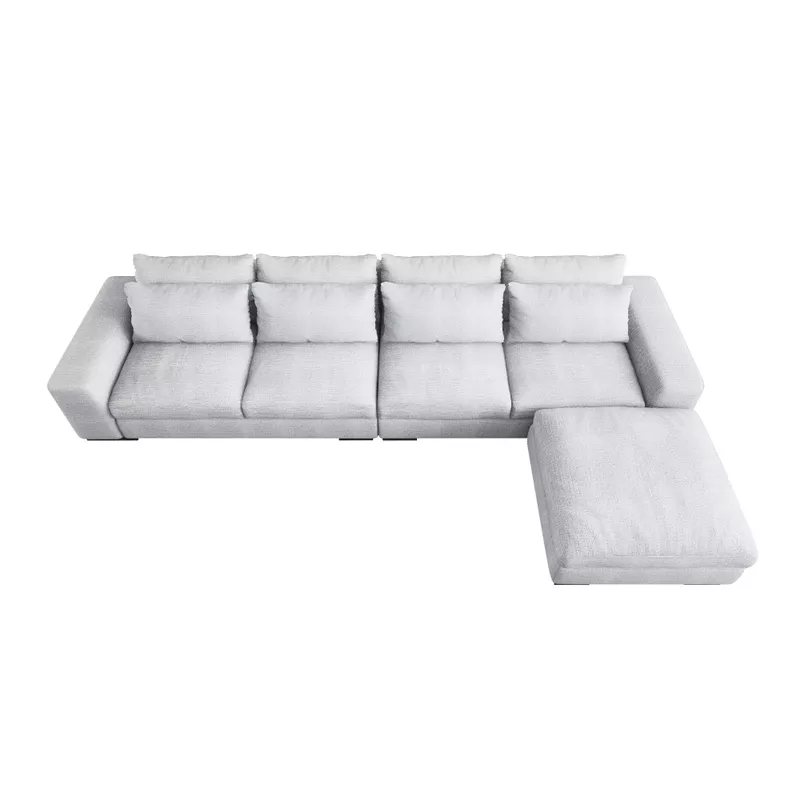 L-shaped Sectional Down Sofa and Chaise,Light Grey - Light Grey