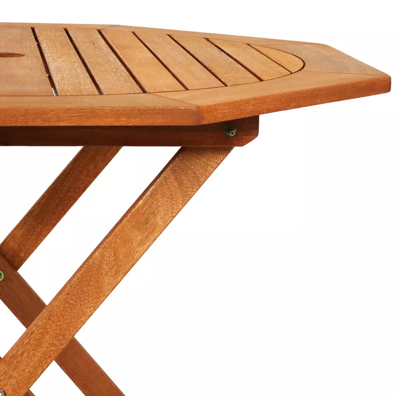 Sunnydaze Meranti Wood Octagon Outdoor Folding Patio Table - Brown