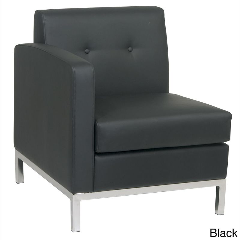 Office Star Products Wall Street Armchair - Wall Street Armchair LAF, Smoke Faux Leather