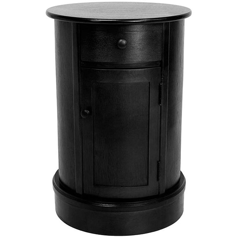 Handmade Wood 26-inch Oval Nightstand (China) - Black