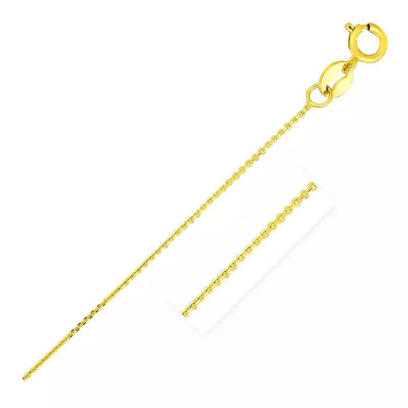 14k Yellow Gold Diamond Cut Cable Link Chain 0.7mm (20 Inch)