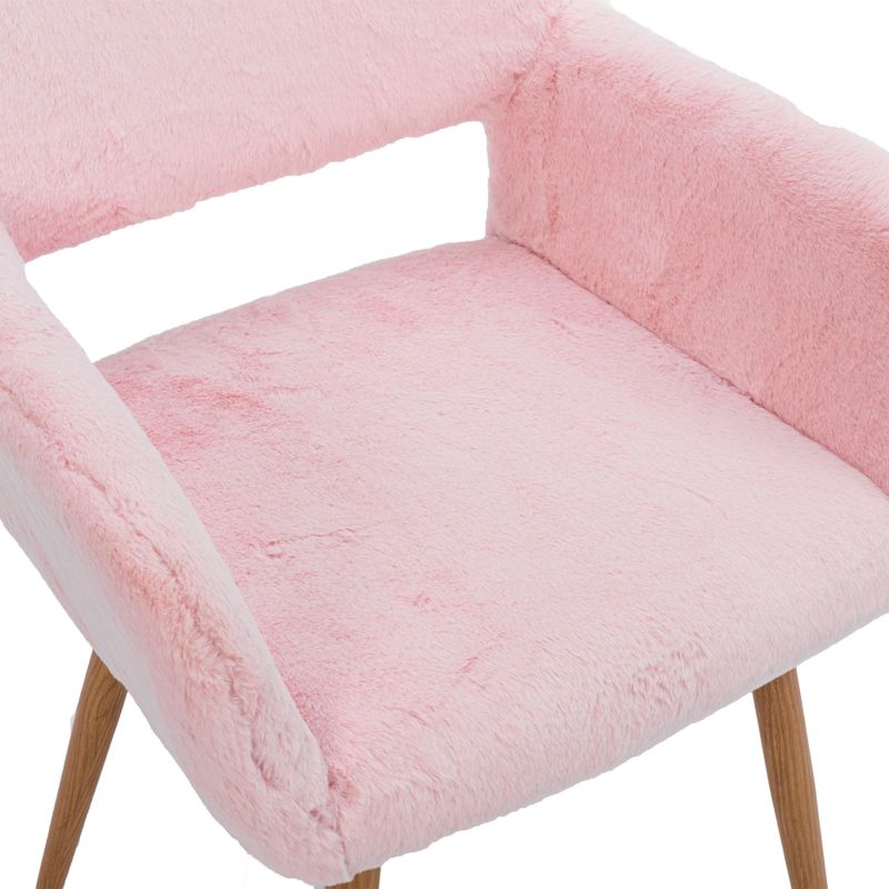 Dining Side Chairs with Fabricated Fur and Solid Painting Steel Leg - Pink