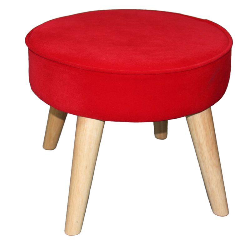 13.5-inch Upholstered Teak Mid-century Foot Stool - Red