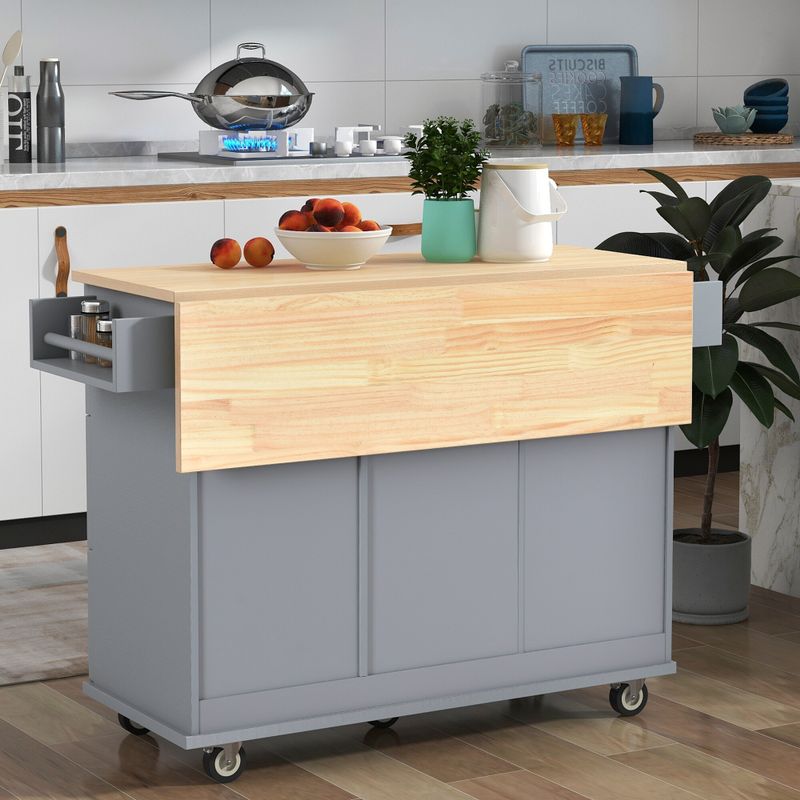 Nestfair Rolling Mobile Kitchen Island with Solid Wood Top and Locking Wheels - Black