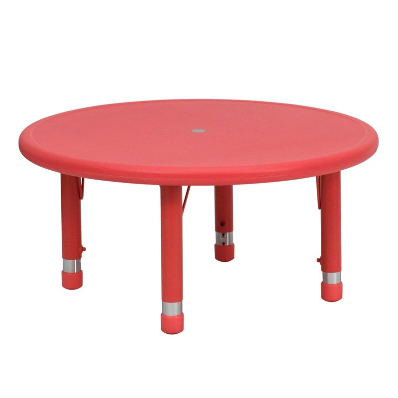 33" Round Plastic Height Adjustable Activity Table - School Table for 4 - Green