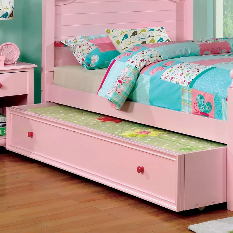 Transitional Solid Wood Trundle in Pink
