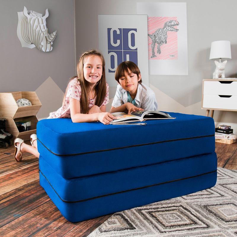 Jaxx Big Kids Convertible Sleeper Sofa & Ottoman Set - charcoal