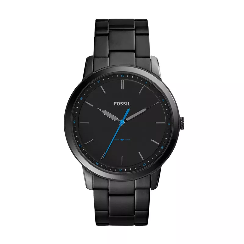 Fossil - Mens Minimalist Black Ion-Plated Watch Black Dial