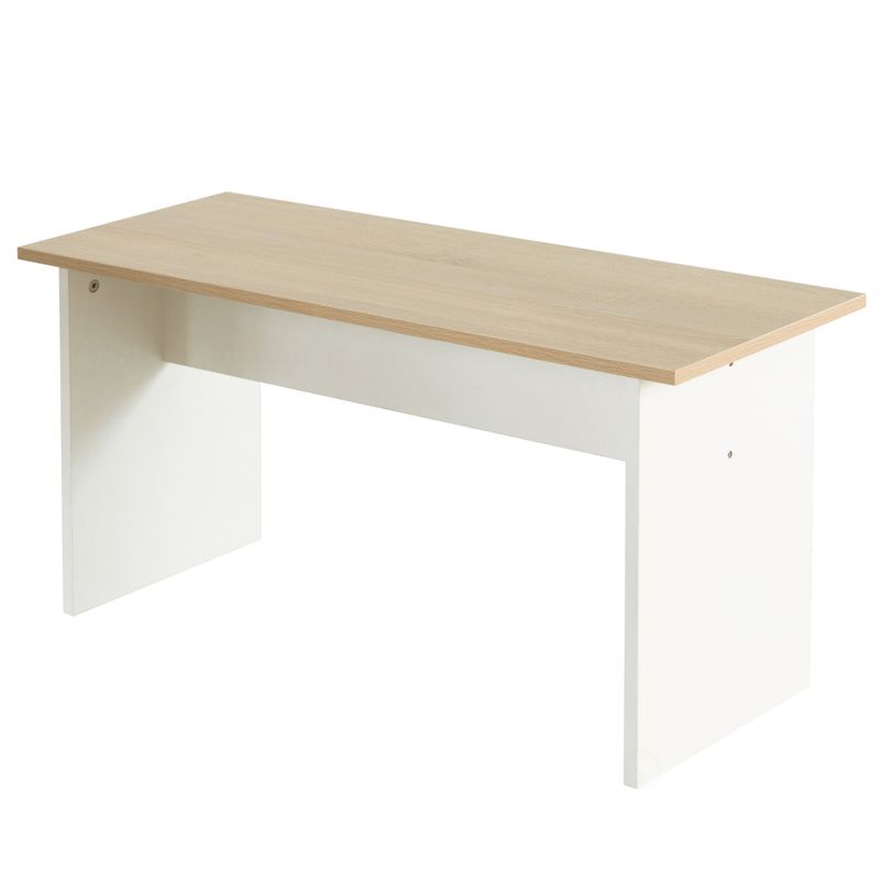 Wooden Dining Table with Two Benches, Three Piece Set, Writing Desk - White