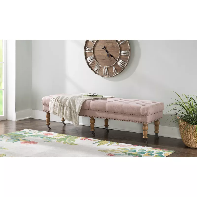 Sybil 62Inch Bench Pink Linen