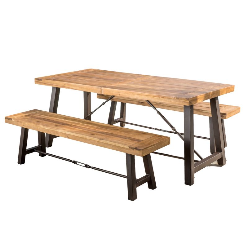 Countryside Inn 3-piece Acacia Wood Picnic Dining Set by Christopher Knight Home - Brown