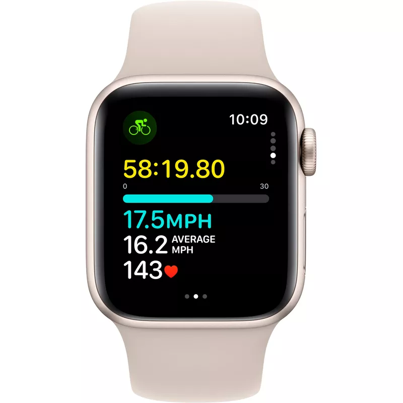 Apple Watch SE GPS 44mm Starlight Aluminum Case with Starlight Sport Band - M/L