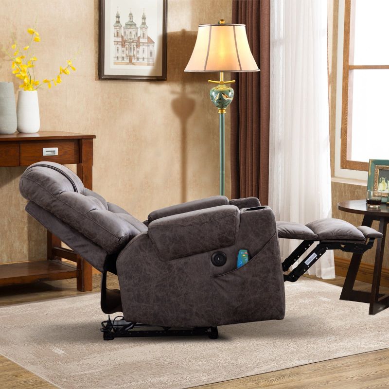 Power Lift Recliner Chair with Massage and Heat for Elderly - Brown