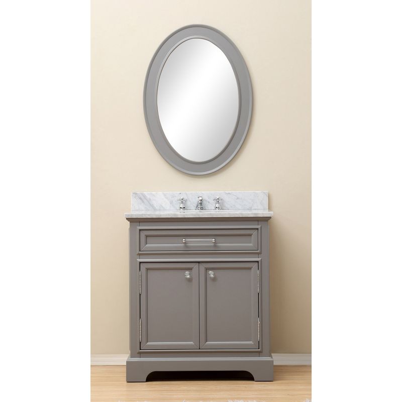 Water Creation Derby 30-inch Cashmere Grey Single Sink Bathroom Vanity With Matching Framed Mirror - Mirror Included