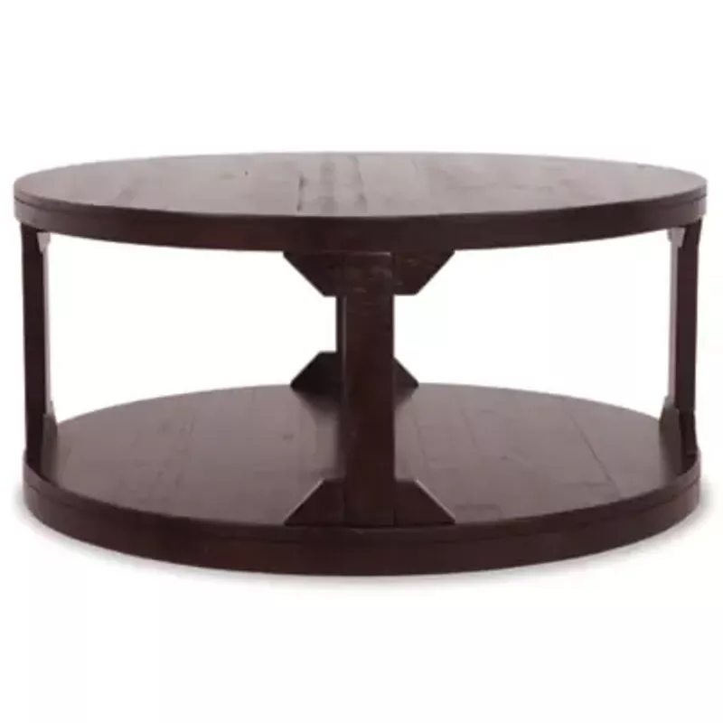 Rustic Brown Rogness Round Cocktail Table