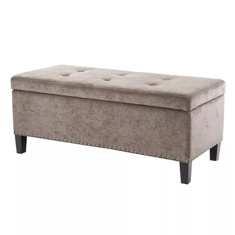 Mae II Taupe Tufted Top Storage Bench