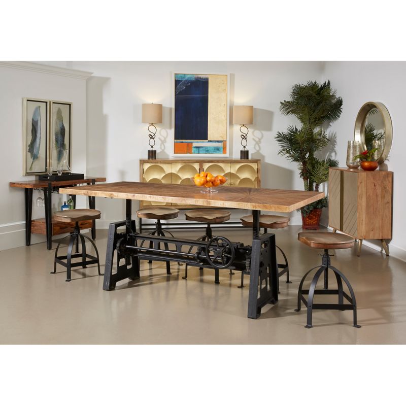 Somette Del Sol Brown Adjustable Height Crank Dining Table - Brown