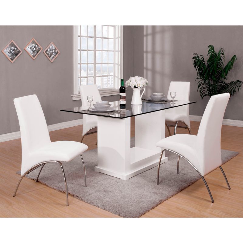 Furniture of America Grant Contemporary White Glass Dining Table - N/A - White