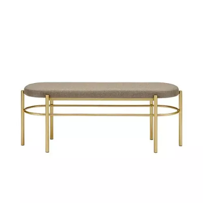 Walker Edison - Glam Bench with Cushion - Taupe