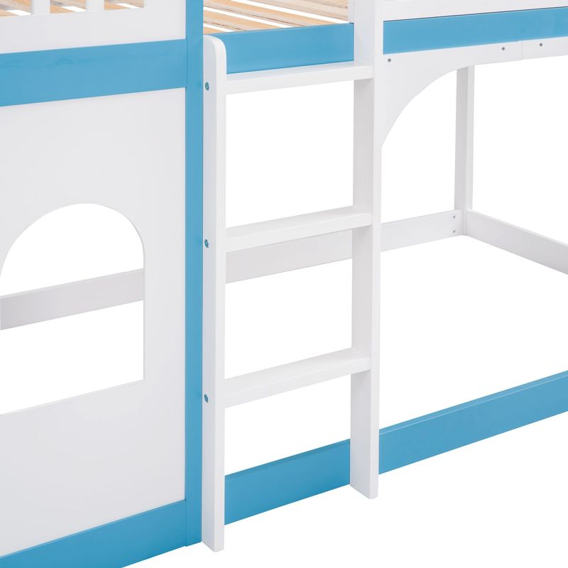 Nestfair Twin Over Twin Castle Bunk Bed with Ladder - Pink