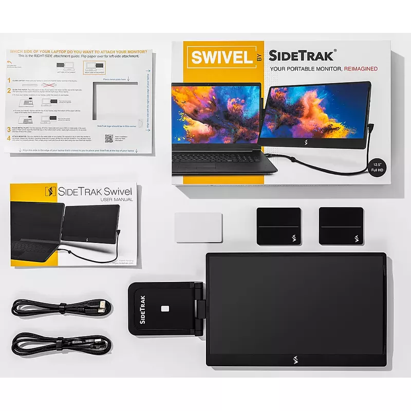 SideTrak - Swivel 12.5" Attachable Portable Monitor - Black
