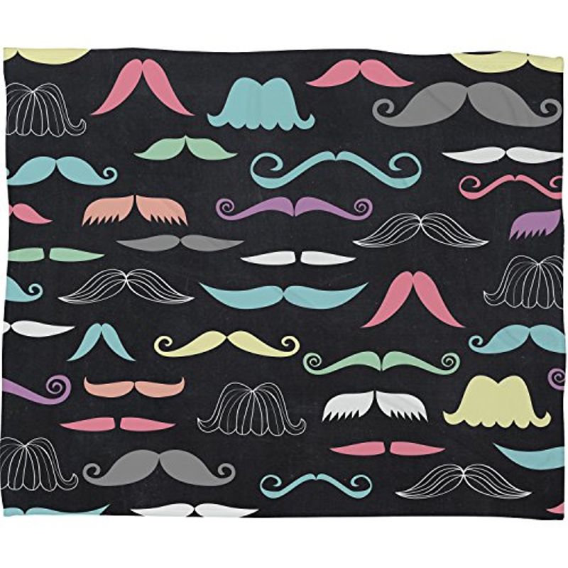 Deny Designs  Mary Beth Freet, Moustaches , Fleece Throw Blanket, Small, 40" x 30"