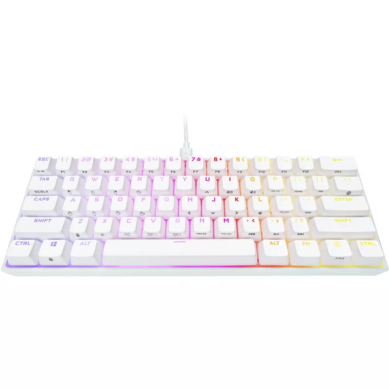 CORSAIR - K65 RGB Mini Wired 60% Mechanical Cherry MX SPEED Linear Switch Gaming Keyboard with PBT Double-Shot Keycaps - White