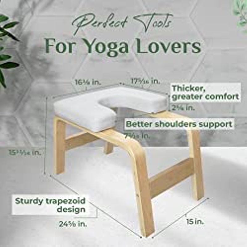 Yes4All Yoga Headstand Bench with PU Pads and Thickness Foam, Yoga Inversion Chair for Balance Training