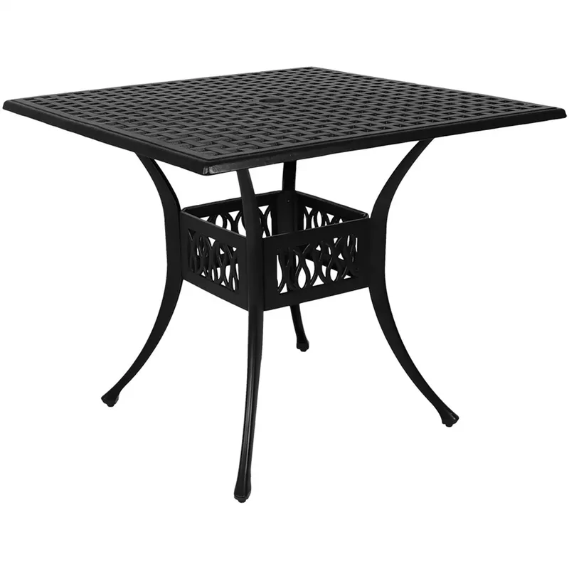 Black Heavy-Duty Cast Aluminum Square Patio Dining Table - 35" - Black, Black