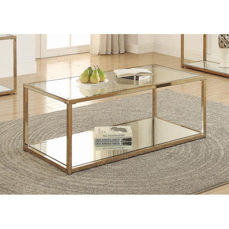 Coffee Table with Mirror Shelf Chocolate Chrome