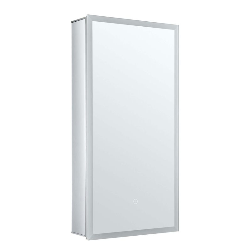 Mirrored Aluminum Bathroom Medicine Cabinet with LED lights - 15x30 - Right Hand Door