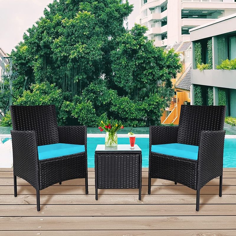 Pheap Outdoor 3-piece Cushioned Wicker Bistro Set by Havenside Home - Crimson