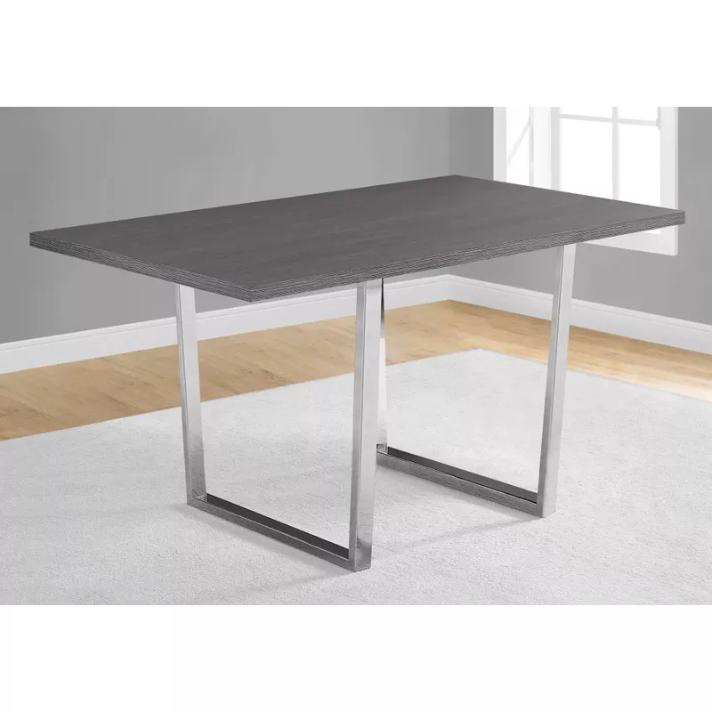 Dining Table - 36"X 60" / Grey / Chrome Metal