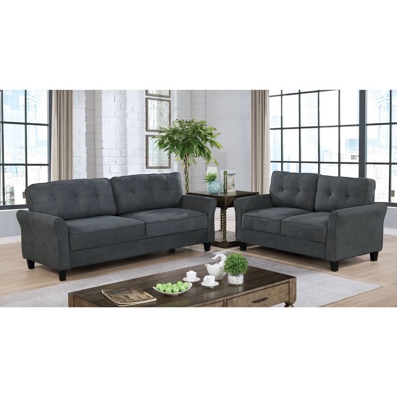 Furniture of America Flevio Traditional Fabric 2-piece Sofa Set - Grey