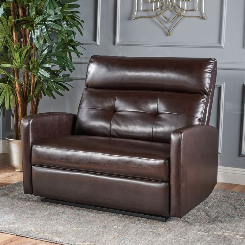Halima Faux Leather 2-Seater Recliner Club Chair by Christopher Knight Home - Brown