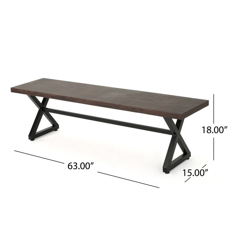 Rolando Outdoor Aluminum Dining Bench (Set of 2) by Christopher Knight Home - Grey + Black