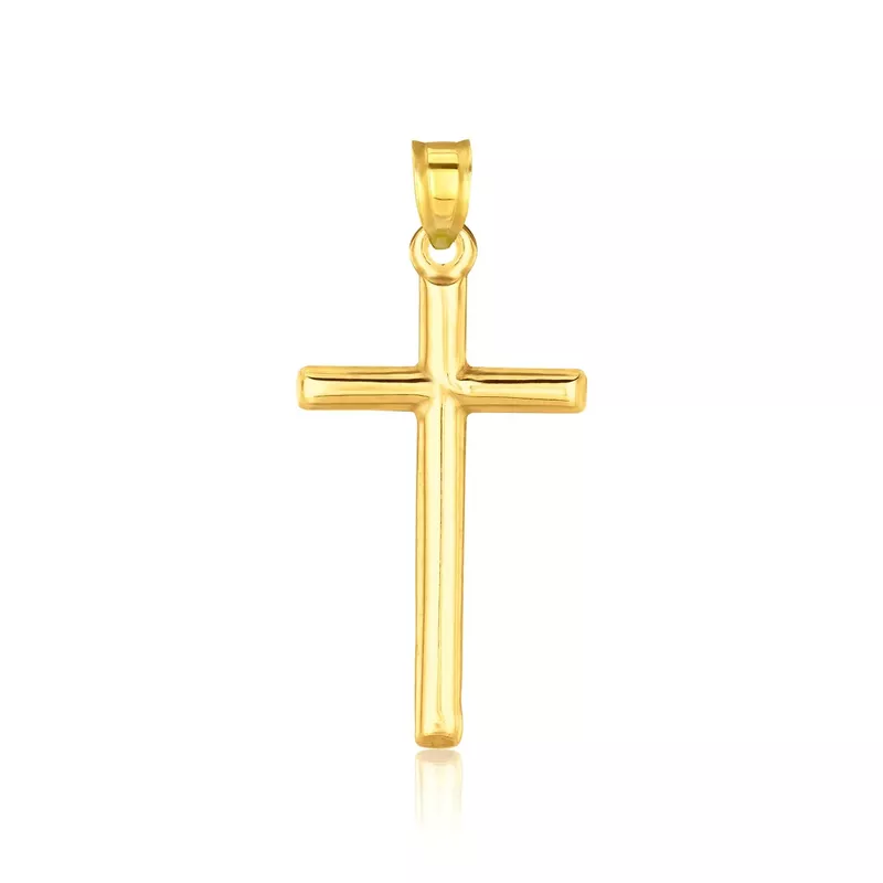 14k Yellow Gold High Polish Cross Pendant