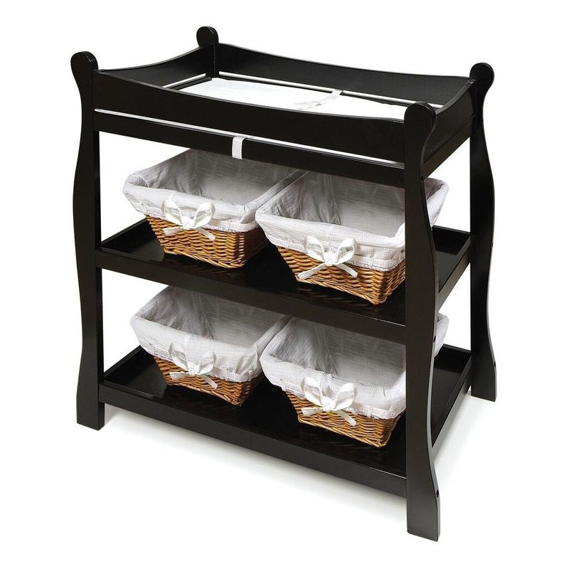 Badger Basket Sleigh Style Baby Changing Table - Black